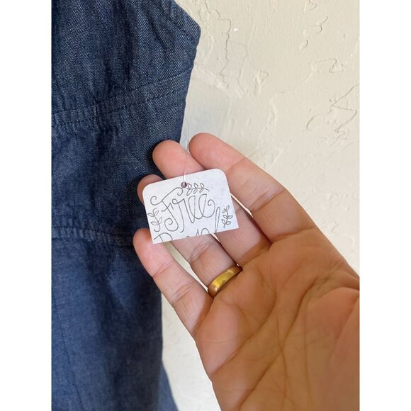 New! Free People Marjorie Denim Mini Dress Size Small Dark Wash Sleeveless Zip F - Picture 8 of 9